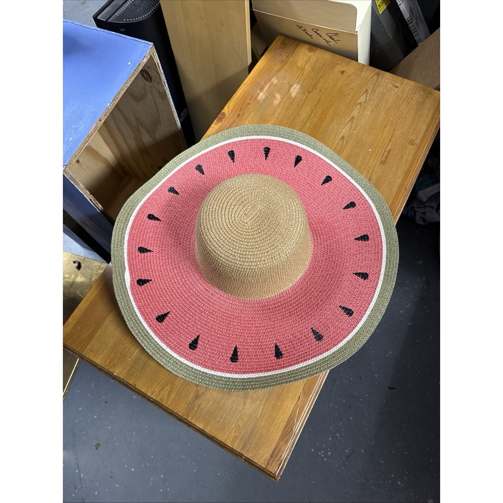 Watermelon Floppy Straw Hat Summer Vacation Beach Picnic Gardening